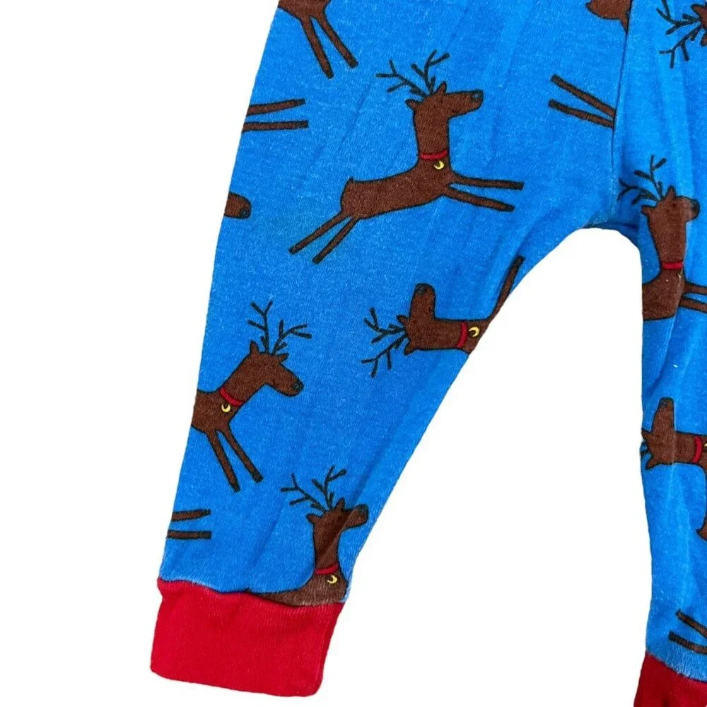 Baby Gap 6-12m Blue Reindeer Christmas Pajamas